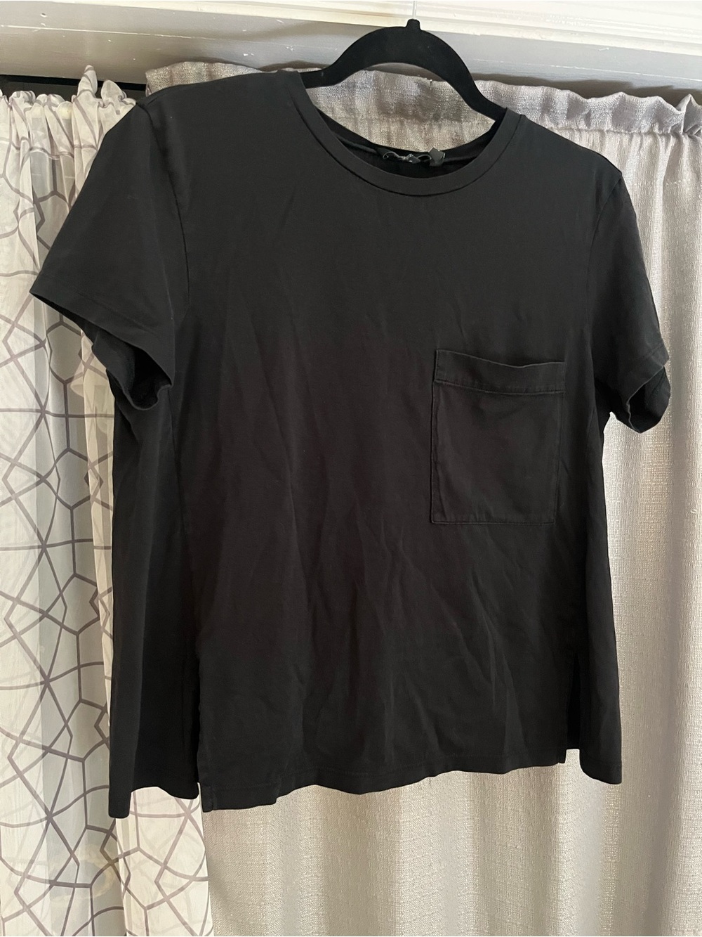 Theory Black Pocket Side Slits T Shirt S